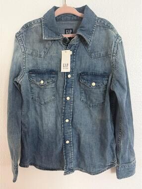 NWT Gap Kids Denim Western Shirt Sz S